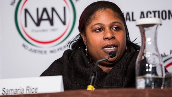 <> on April 8, 2015 in New York City. Samaria Rice thegrio.com